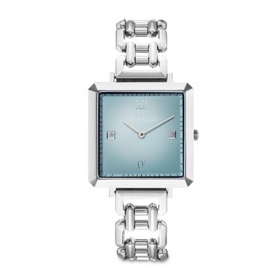 Coeur de Lion Damen Uhr 7620/74-1726 Iconic Cube Ocean Cyan Statement silber