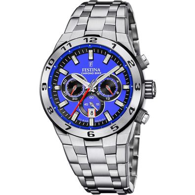 Festina Uhr für Herren F20670/3 Chrono Bike, Edelstahl, blau