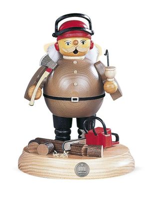 Räucherfigur Räuchermann auf Sockel Baumfäller mit Motorsäge (BxH):13x18cm NEU