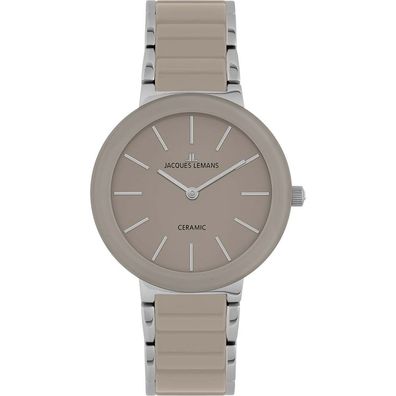 Jacques Lemans Damenuhr 42-7S Edelstahl, Keramik taupe