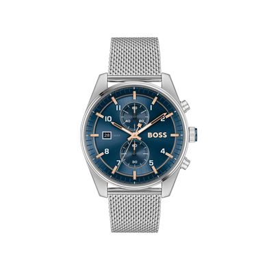 Boss 1514149 Uhr Herren, Chronograph, Quarz, Milanaiseband, Blau