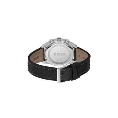 Boss 1514147 Uhr Herren, Quarz, Chronograph, Lederband Schwarz