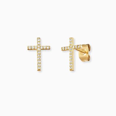 Engelsrufer Kreuz Ohrstecker ERE-LILCROSS-ZI-STG Gelbgold plattiert