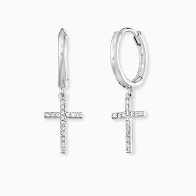 Engelsrufer Creolen mit Kreuz Anhänger ERE-LILCROSS-ZI-CR Silber, Zirkonia