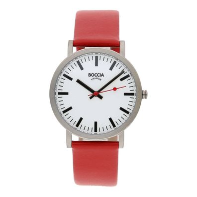 Boccia Armbanduhr "Station" 3651-09 Titan, Quarz, Leder, rot