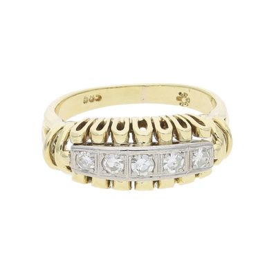 Ring 585/000 (14 Karat) Weiß- & Gelbgold mit Diamanten getragen 25320967