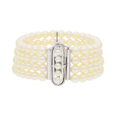 Perlarmband 585/000 (14 Karat) Weißgold mit Akoya Zuchtperle, getragen 25321752