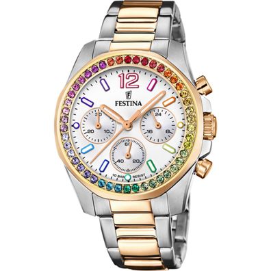 Festina Uhr für Damen F20608/2 Boyfriend, Rainbow, roségold plattiert