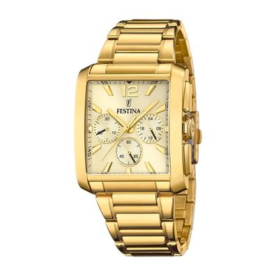 Festina Uhr für Herren F20638/2 On the Square, Edelstahl, Gelbgold plattiert