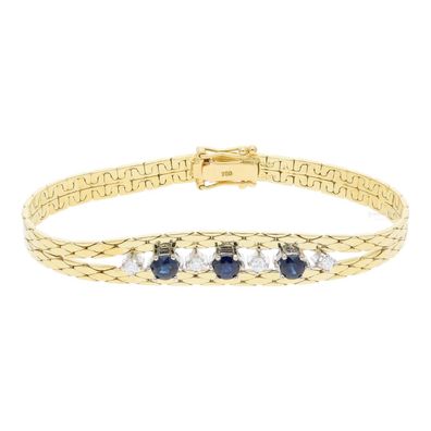 Armband 750 Gold mit Saphir und Diamant, Second Hand, getragen