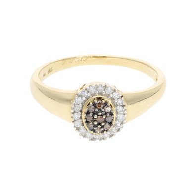 Second Hand Diamantring Gold 585 mit Braune und Weiße Diamanten 25324876 getragen