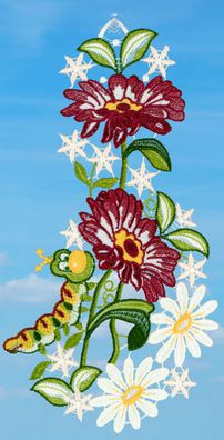 Fensterbild Sommer Plauener Spitze Fensterdekoration Fensterschmuck Raupe 30 cm
