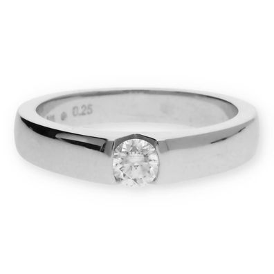 JuwelmaLux Damenring in 585/000 Weißgold mit Brillant 0,25 ct JL30-07-0853