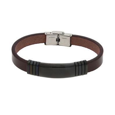 JuwelmaLux Leder Edelstahl Ionen schwarz plattiert JL45-03-0039