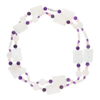 JuwelmaLux Halskette mit Perlmutt, Amethyst & Rosenquarz JL47-05-0140