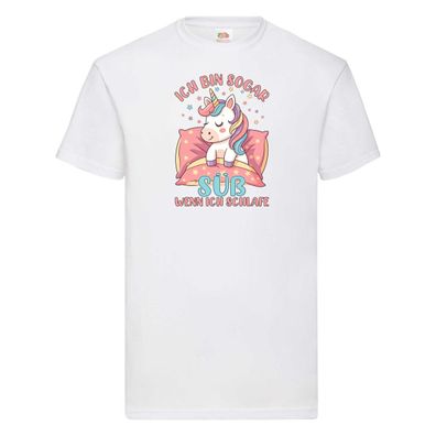 Bin süß wenn ich schlafe | Einhorn T-Shirt Weiß