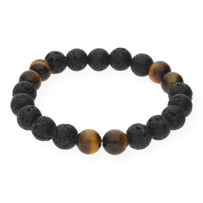 JuwelmaLux Armband JL28-03-0006 Lavasteine mit Tigerauge