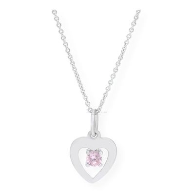 Kinder Kettenanhänger Silber 925 Herz Zirkonia rosa JL10-02-0696 JuwelmaLux