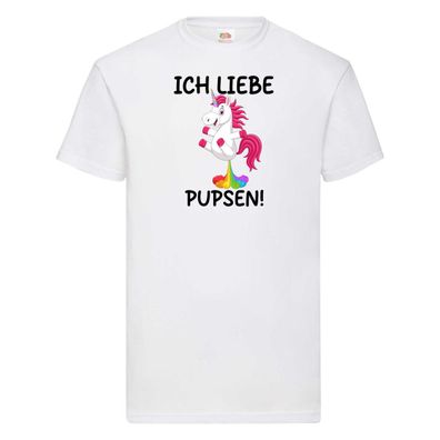 Ich liebe Pupsen | Einhorn | Pupsendes Einhorn T-Shirt Weiß