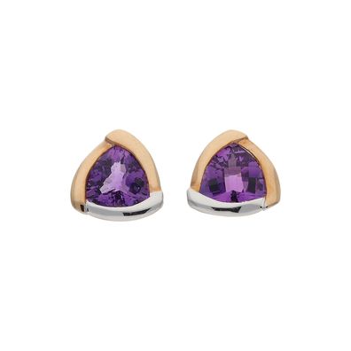 JuwelmaLux Ohrstecker 375 Weiß und Rotgold mit Amethyst JL24-06-0059