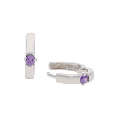 JuwelmaLux Creolen 925 Silber mit lila Zirkonia JL10-06-2560