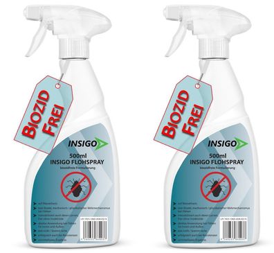 INSIGO 2x500ml Flohspray Flohmittel Flohschutz Katzenflöhe Hundefloh Anti Flohbefall
