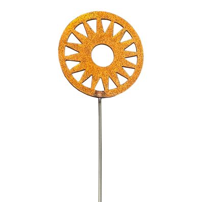 Rost Deko Rankstab Sonnenrad - mystische Rankhilfe für Pflanzen