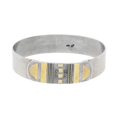 Silber Armreif mit Goldeinlagen Handarbeit 25324073 Second Hand, getragen