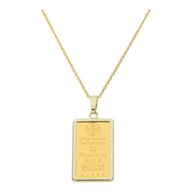 JuwelmaLux (Fein-) Goldbarren 2 Gramm mit Fassung 585 Gold JL30-02-5154