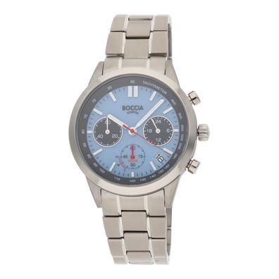 Boccia Herrenarmbanduhr Solar 3737-01 Chronograph, Blau, Titan
