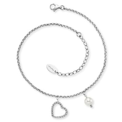 Engelsrufer Fußkette ERFS-HEART-PE Herz Edelstahl mit Perle