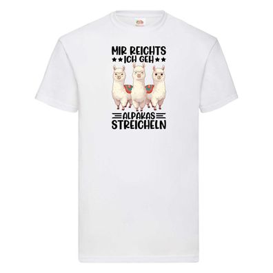 Alpakas Streicheln | Lama | Mädchen T-Shirt Weiß