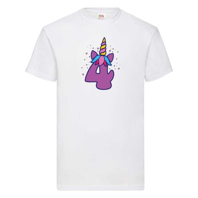 4 | Einhorn | Geburtstag T-Shirt Weiß