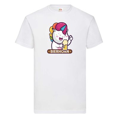 Bierhorn | Einhorn | Bierglas T-Shirt Weiß