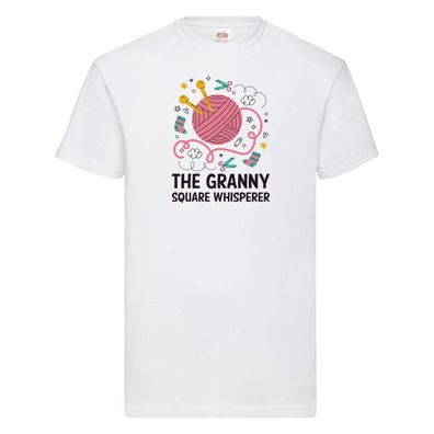 The Granny Square Whisperer | Socken | Schere, T-Shirt Weiß