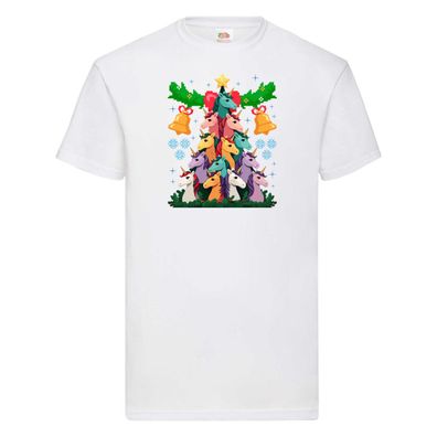Ugly Christmas | Weihnachtsbaum | Einhorn T-Shirt Weiß