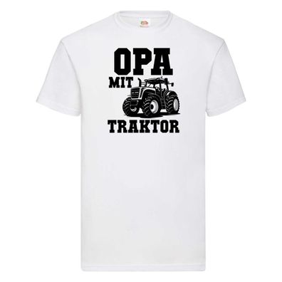Opa mit Traktor | Opa | Traktor T-Shirt Weiß