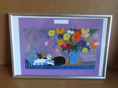 Bild zwei schlafende Katze Druck Rosina Wachtmeister ca. 31,2 x 21,1 cm