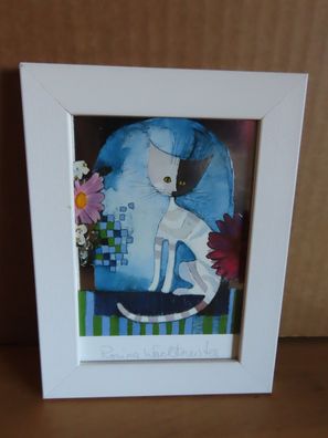 Bild Katzen im Bogenfenster Druck Rosina Wachtmeister ca. 18,5 x 14 cm