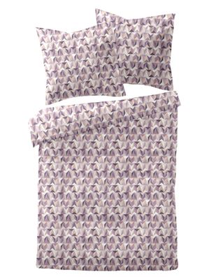 Dormisette Mako Satin Bettwäsche 135x200 Rauten Retro flieder beige 4464-60