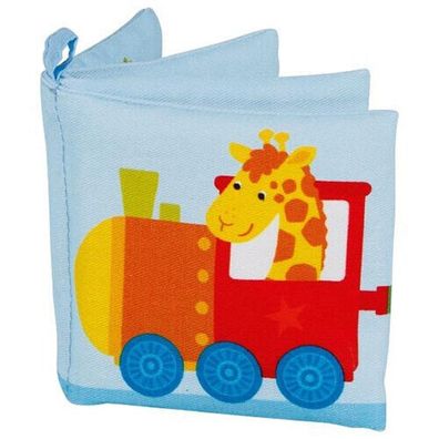 goki Bilderbuch Eisenbahn mit Quietscher und Knisterfolie 65254 Textil Neu
