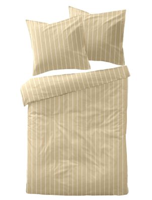 Dormisette Mako Satin Bettwäsche 155x220 Streifen vanille beige 4466-10