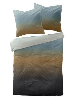 Dormisette Mako Satin Bettwäsche 135x200 Streifenverlauf silber blau grün 4430-40