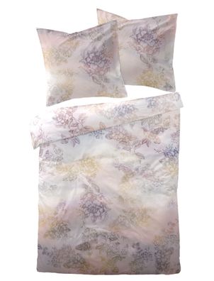 Dormisette Mako Satin Bettwäsche 155x220 Rosen Blüten silber flieder 4462-60