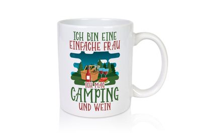 Einfache Frau Camping und Wein | Camping Frau - Tasse Weiß