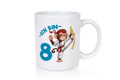 Ich bin 8 | 8. Geburtstag | Karate | Kampfsport Affe - Tasse Weiß