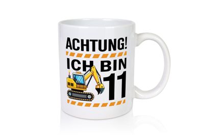 11 Geburtstag Ich bin 11 | Bagger | Bagger Junge - Tasse Weiß
