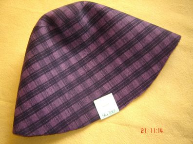 Hutstumpen Wolle Stumpen bedruckt lila schwarz Karo 100 gr Ü 48 Rd 80cm Stu750
