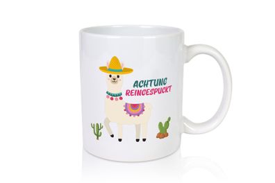 Achtung Reingeguckt | Lama | Lustiges Lama - Tasse Weiß