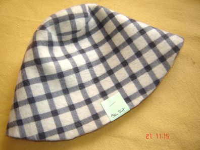 Hutstumpen Wolle m Mohair bedruckt schwarz weiß groß Karo 100 gr Ü 48 Rd 82cm Stu747